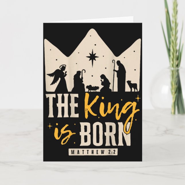 Cartão Retro Religious Christmas The King Is Born Christi (Frente)