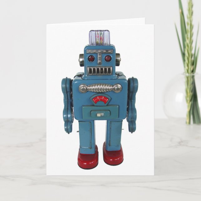 Cartão Retro Robot Blank Greeting Card (Frente)