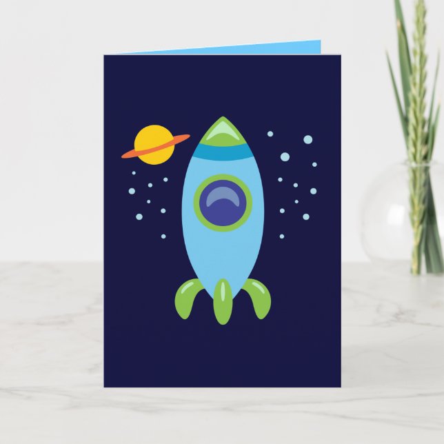 Cartão Retro Rocket (Frente)