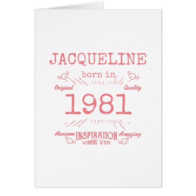 Cartão Retro Rosa Rosa De aniversário de 40 anos 1981 Per (Frente)