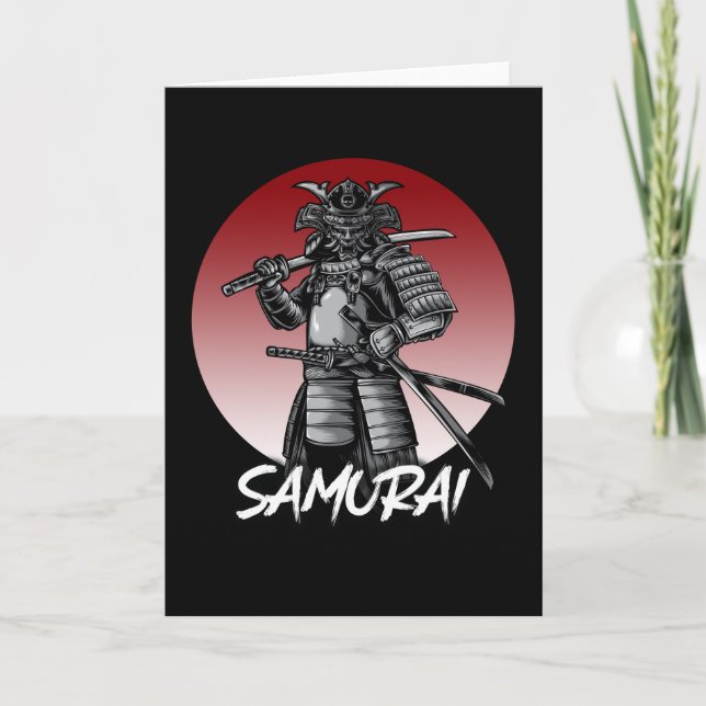 Cartão Retro Samurai Honrado Perfeito - Preto e Branco (Frente)
