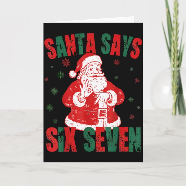 Cartão Retro Santa Says Six Seven 67 Meme Christmas  (Frente)