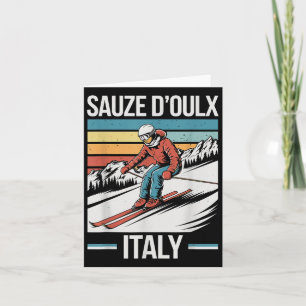 Cartão Retro Sauze Doulx Italy Ski Resort, Esqui Alpino