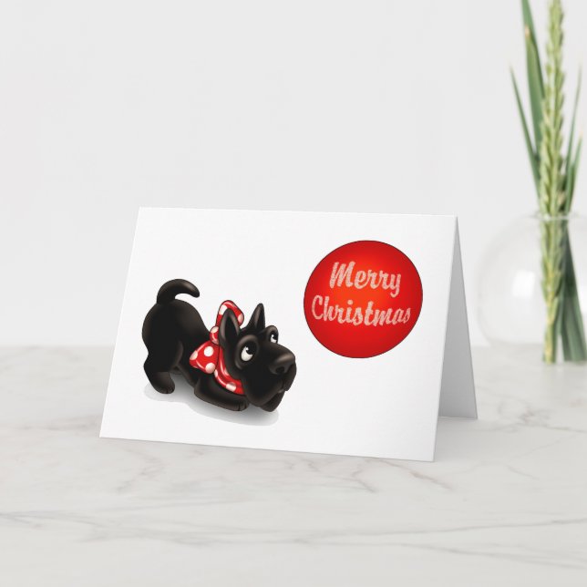 Cartão Retro Scotty Dog Christmas Card (Frente)