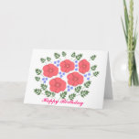 Cartão Retro Seventies floral Birthday Card Add Name<br><div class="desc">Pink Roses and Blue Forget-me-not flowers,  customizable birthday card. Add name front or relative,  message inside,  and your name(s).</div>