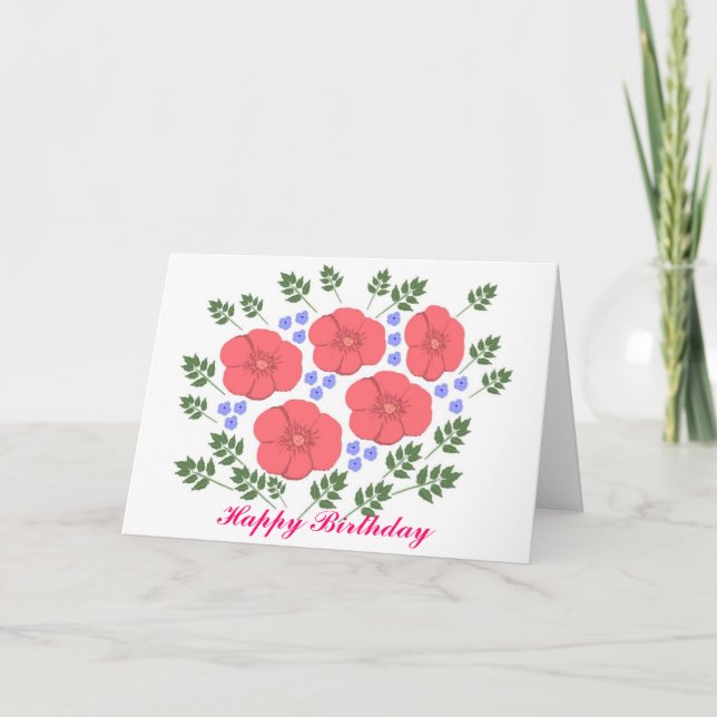 Cartão Retro Seventies floral Birthday Card Add Name (Frente)