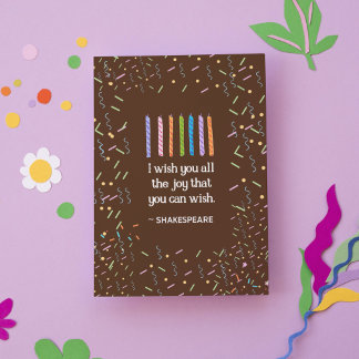 Cartão Retro Shakespeare Cita Chocolate Bake Aniversário