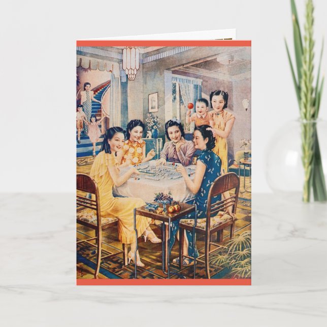 Cartão Retro Shanghai Advertising Mahjong Game  (Frente)