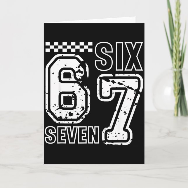 Cartão Retro Six Seven Numbers Clever Humor 6 7 Meme Mens (Frente)