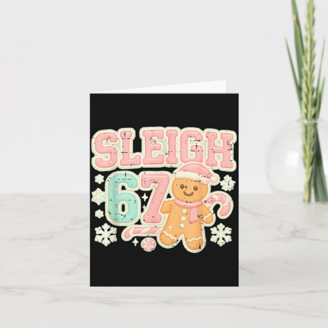 Cartão Retro Sleigh 67 Gingerbread Christmas Six Seven Me (Frente)