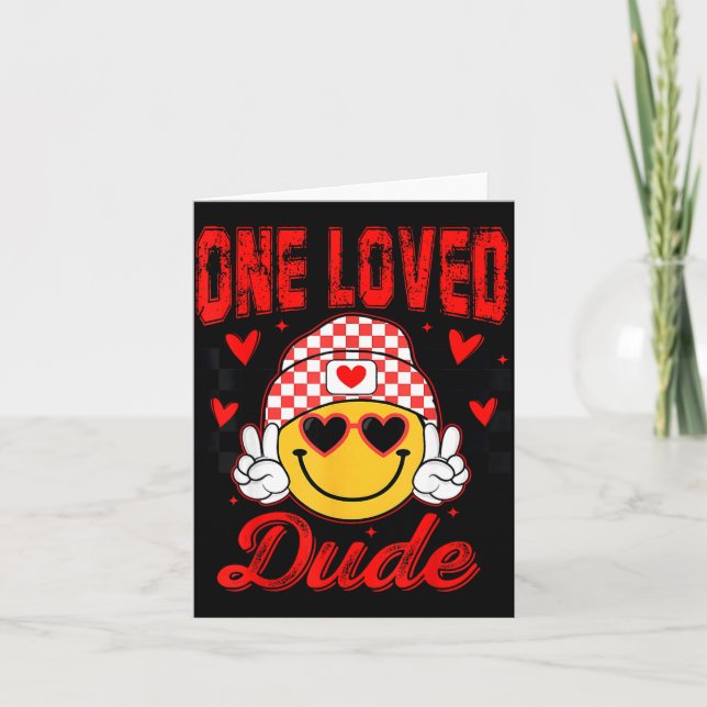 Cartão Retro Smile Face One Loved Dude Valentines Day Men (Frente)