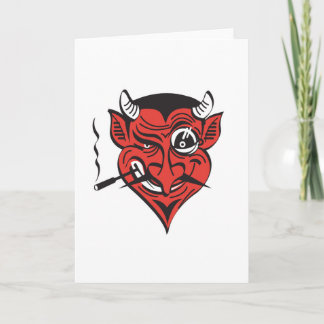 Cartão retro smoking devil face