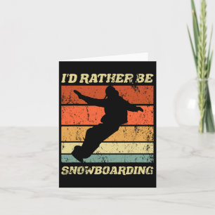 Cartão Retro Snowboarder Embarque de inverno Eu Preferenc