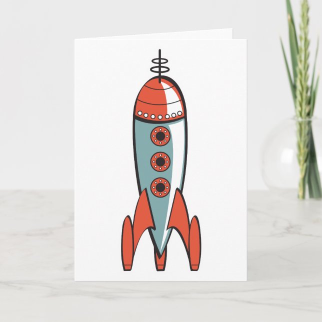 Cartão retro space rocket (Frente)