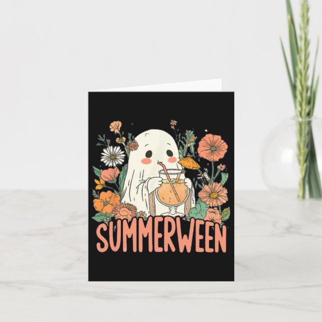 Cartão Retro Summerwin Ghost Summer Halloween (Frente)