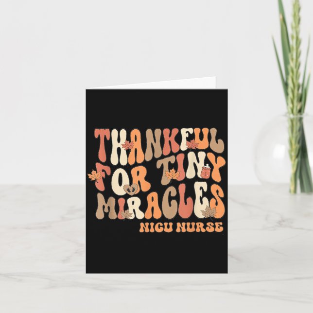 Cartão Retro Thankful For Tiny Miracles Thanksgiving Nicu (Frente)