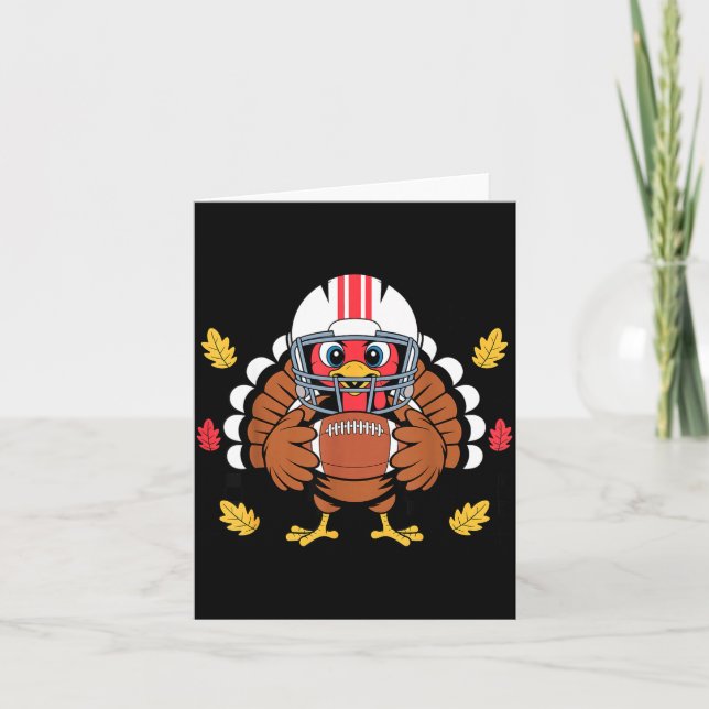 Cartão Retro Thanksgiving Turkey Football Toddler Boys Ki (Frente)