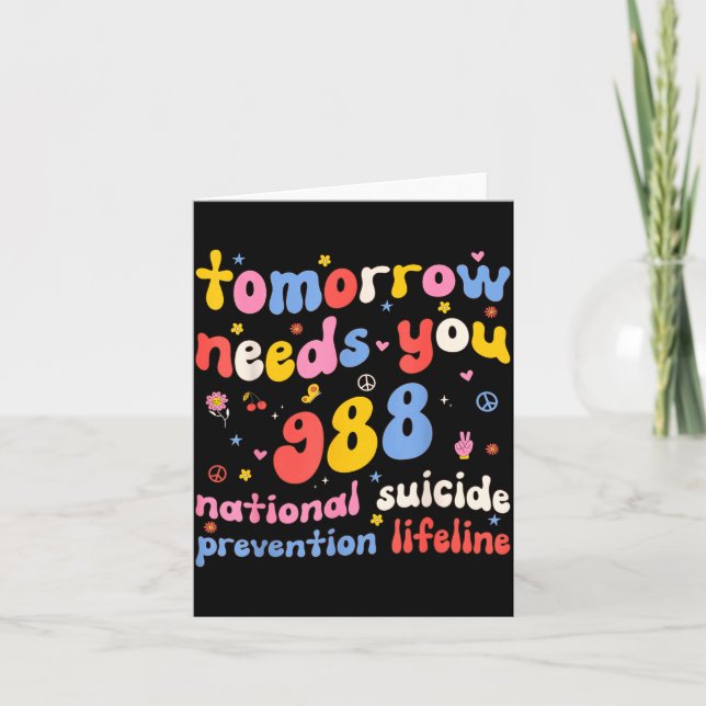 Cartão Retro Tomorrow Needs You 988 Suicide Prevention Aw (Frente)