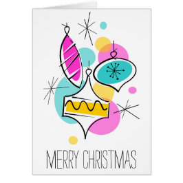 Cartão Retro Tree Baubles Group vertical de Natal