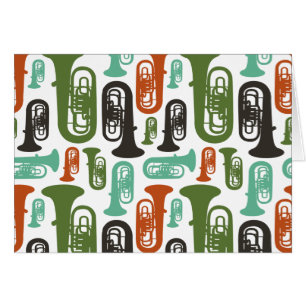 Cartão Retro Tuba Patttern
