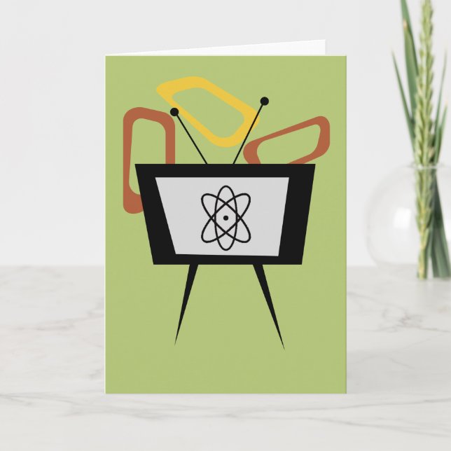 Cartão Retro TV Blank Folded Greeting Card (Frente)