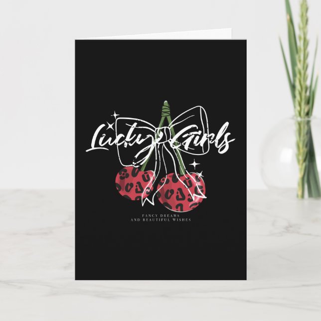 Cartão Retro Vintage Cherry Quote Typography  (Frente)