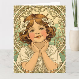 Cartão retro vintage child with flowers
