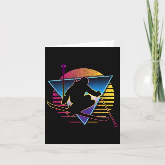 Cartão Retro Vintage Esqui anos 80  (Frente)