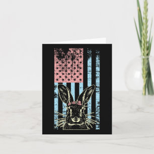 Cartão Retro Vintage Pastel American Flag Bunny