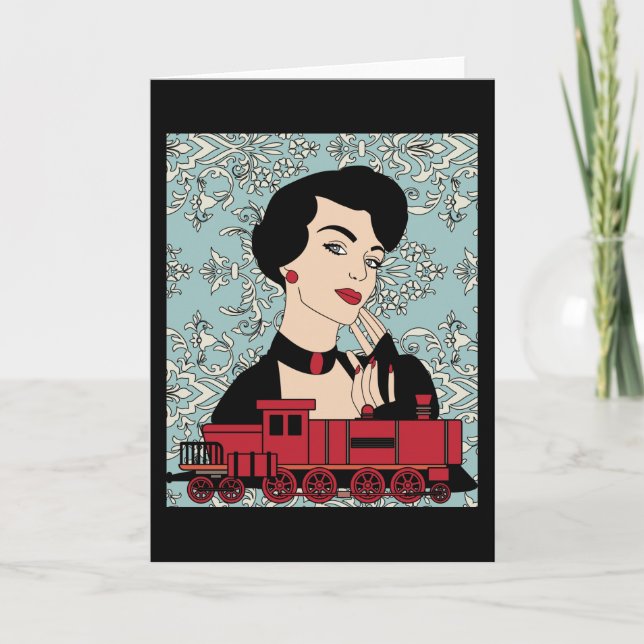 Cartão Retro Vintage Railroad (Frente)