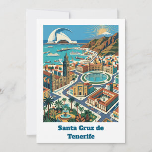 Cartão Retro Vintage Santa Cruz de Tenerife Cidade