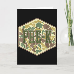 Cartão Retro Volta às Aulas Meninos Velho Camuflagem Pré-