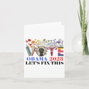 Cartão Retro Votação Floral Obama 2028 Vamos Corrigir Est