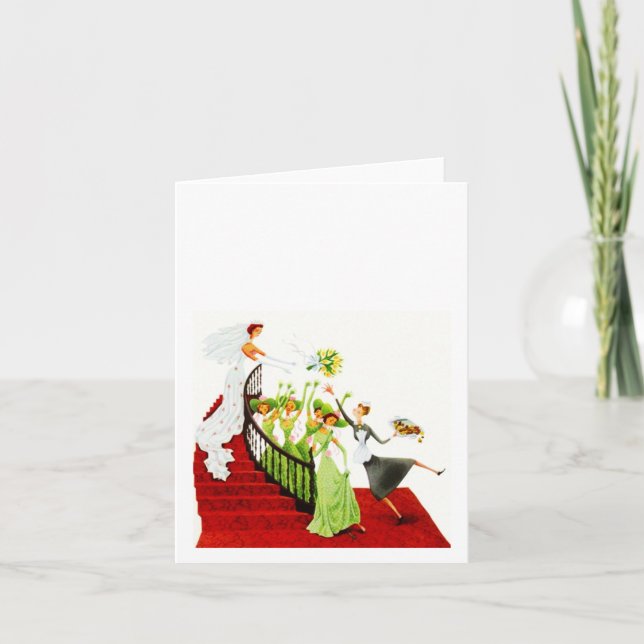 Cartão Retro Wedding Bouquet Toss Blank Bridal Note Card (Frente)