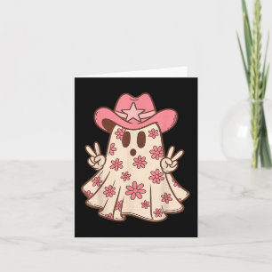 Cartão Retro Western Halloween Cowboy Ghost Boo P