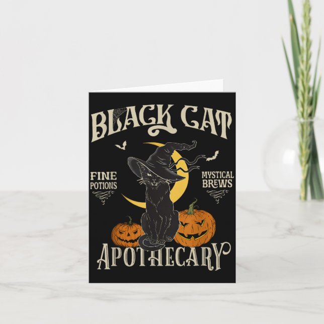 Cartão Retro Y Halloween Costume Black Cat M Athecary  (Frente)