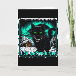 Cartão Retro Yule Cat Islandês Esta Casa Protegida Jólak