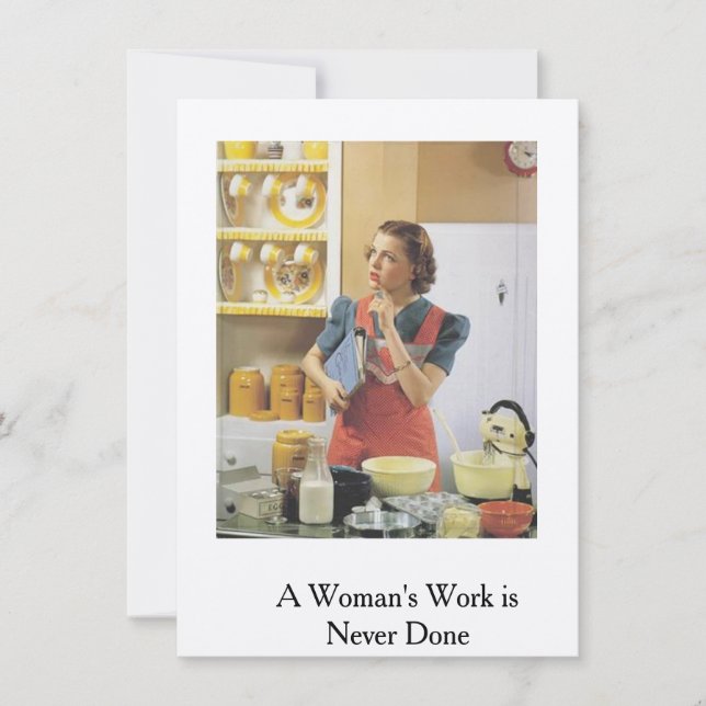 Cartão Retroativo.. O trabalho de uma mulher nunca (Frente)