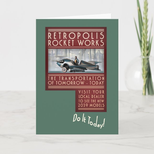 Cartão Retropolis Rocket Works Greeting Card (Frente)