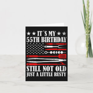 Cartão Retrorna Virando 55 anos Vintage USA Flag Men