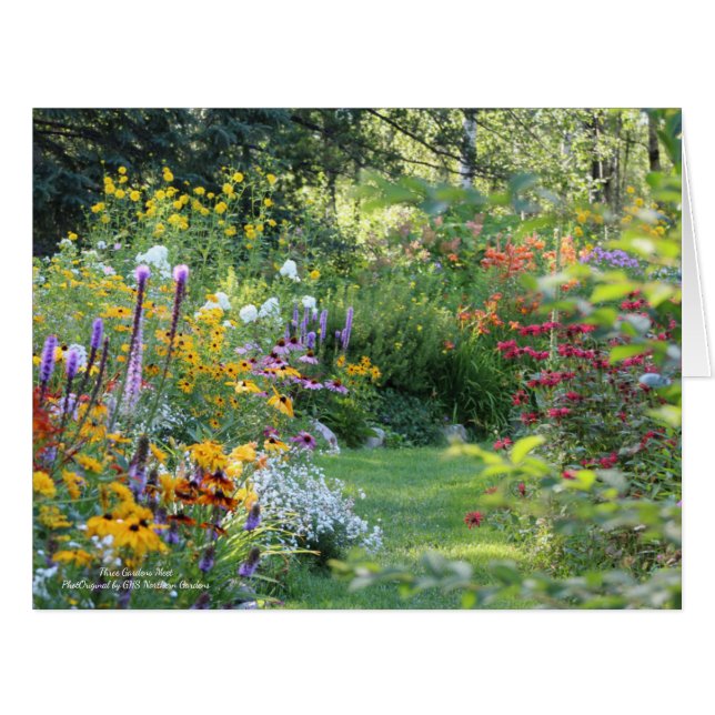 Cartão Reunião de três jardins (Frente horizontal)