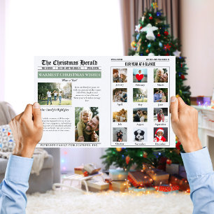 Cartão Revisão do Ano Natal Jornal Formato Grande