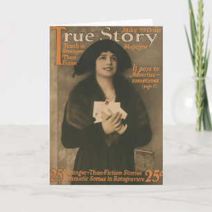 Cartão Revista True Story Maio 1920 Vintage Sépia Retro