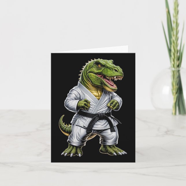 Cartão Rex Martial Arts Dinossaur Karate Judo Bjj Fighter (Frente)