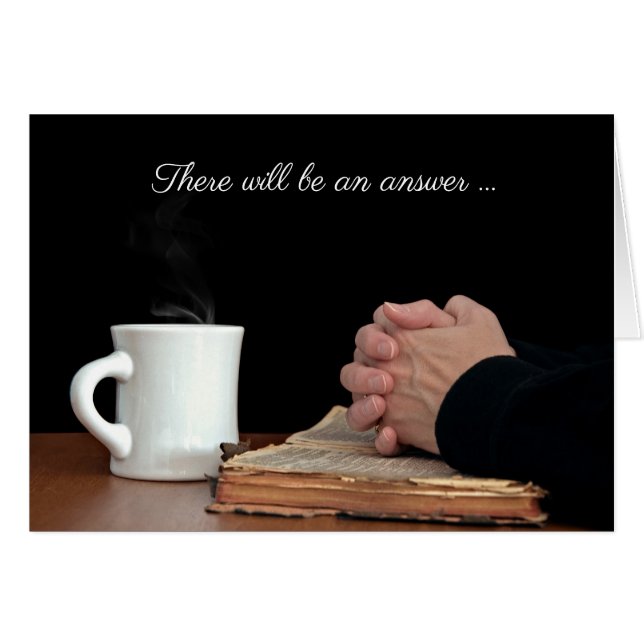 Cartão Rezando Mãos Na Bíblia Antiga (Frente Horizontal)