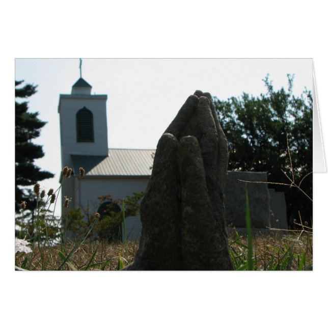 Cartão Rezando Mãos na Igreja (Frente Horizontal)