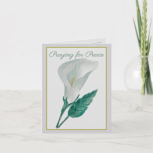 Cartão Rezando pela Paz Encorajamento de Lírio de Calla