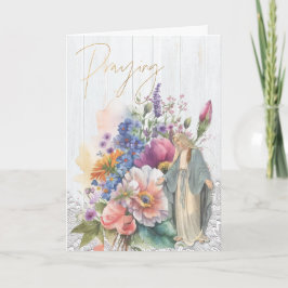 Cartão Rezando Religiosamente por Sua Virgem Maria