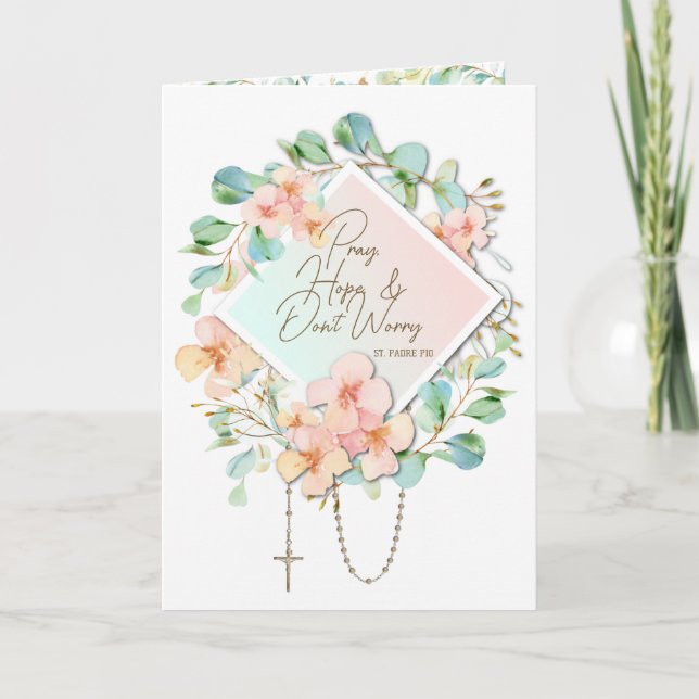 Cartão Reze Esperança Não se Preocupe com Pio Padre (Frente)