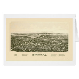 Cartão Rhinebeck, mapa panorâmico de NY - 1890